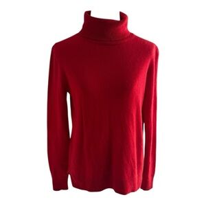 Ann Taylor Red Turtleneck Sweater 100% Cashmere Size M‎ Soft Cozy Work Casual